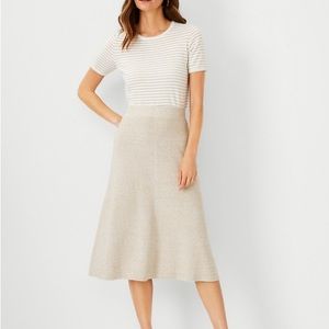 Ann Taylor Petite metallic sweater midi skirt in winter white color XSP